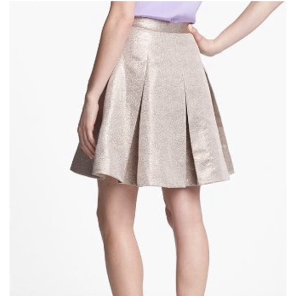 Kate Spade Gold metallic pleated A line Skirt - Picture 2 of 7